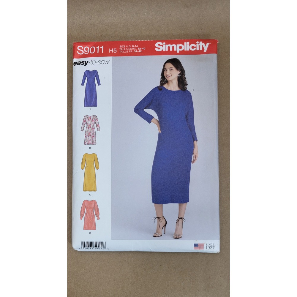 Simplicity S9011 Misses Knit Pullover Dress Sewing Pattern H5 Sizes 6-14 Uncut